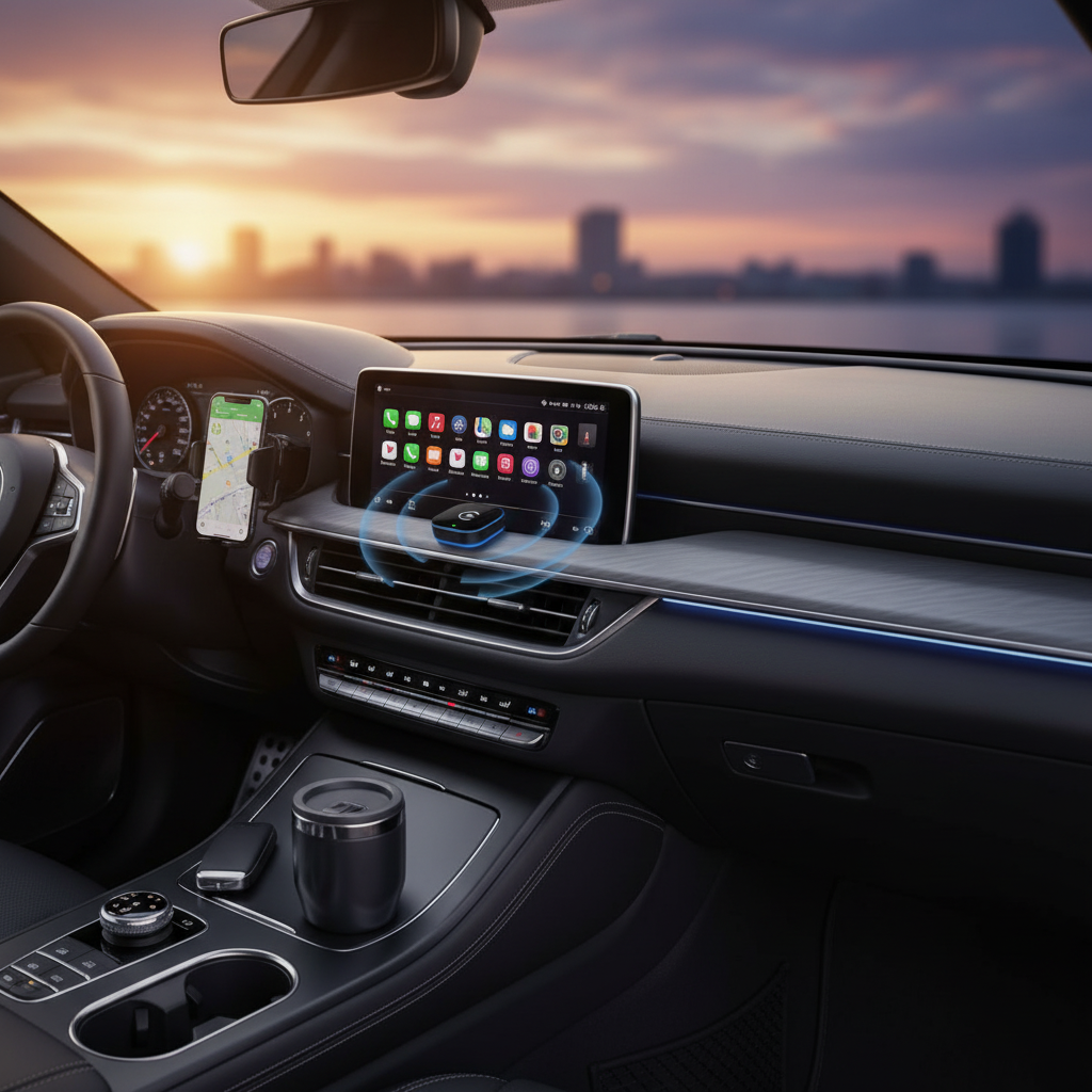 Boîte CarPlay & Android Auto Sans Fil – Compatible 99% des Voitures avec CarPlay Câblé
